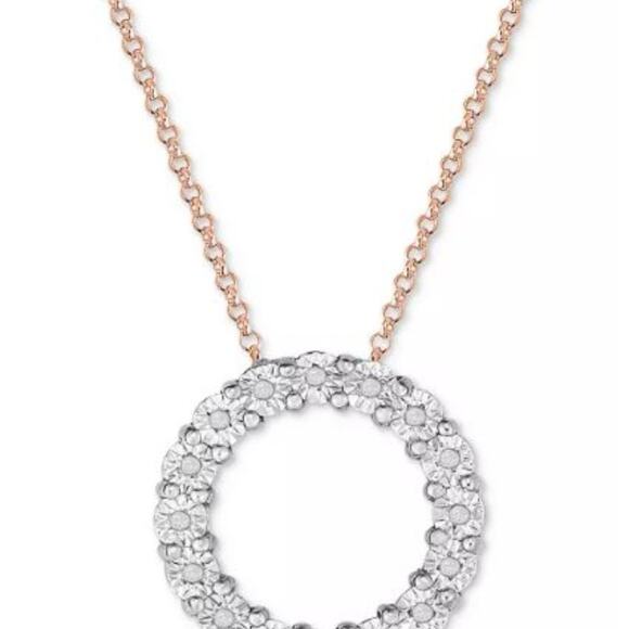 Diamond Circle Pendant Necklace (1/10 ct. t.w.) in Sterling Silver, NIB - Picture 1 of 7